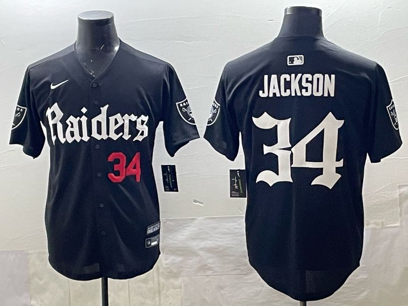 Men 2025 Oakland Raiders #34 Jackson black 6th generation Joint Name Nike Limited NFL Jersey style 04->oakland raiders->NFL Jersey